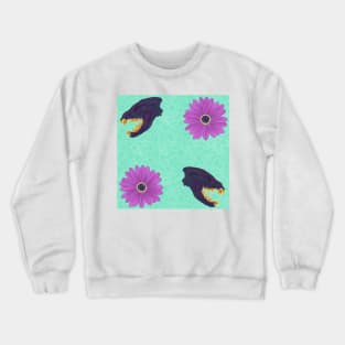 Oil Spill Hyena Skull Floral Mint Crewneck Sweatshirt